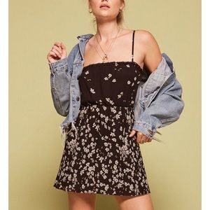 Reformation Ava black floral mini dress XS